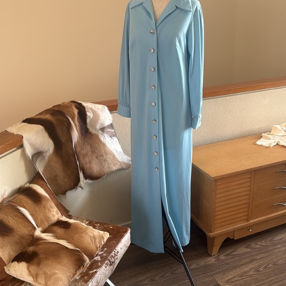 Vintage Union made size 14 maxi dress with super cool rhinestone buttons - Picture 4 of 14